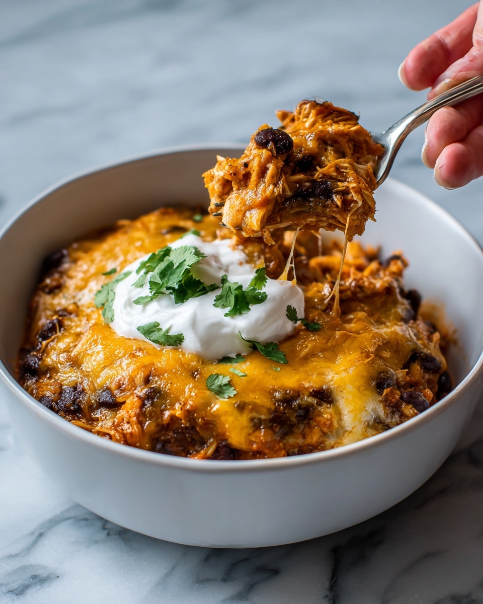 Cheesy Slow Cooker Chicken Enchilada Bake Recipe - Recipe Image