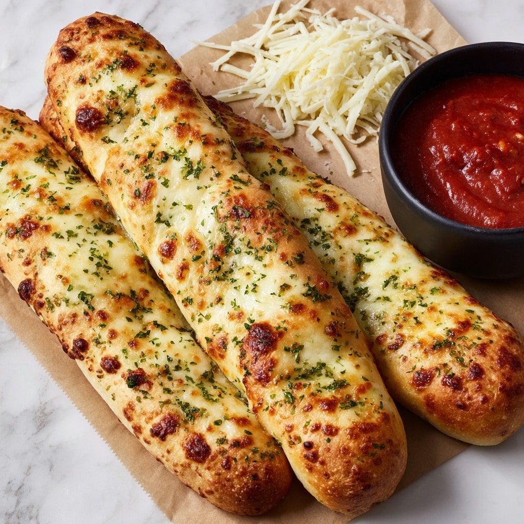 Cheesy Garlic Breadsticks with Marinara Dip Recipe - Recipe Image