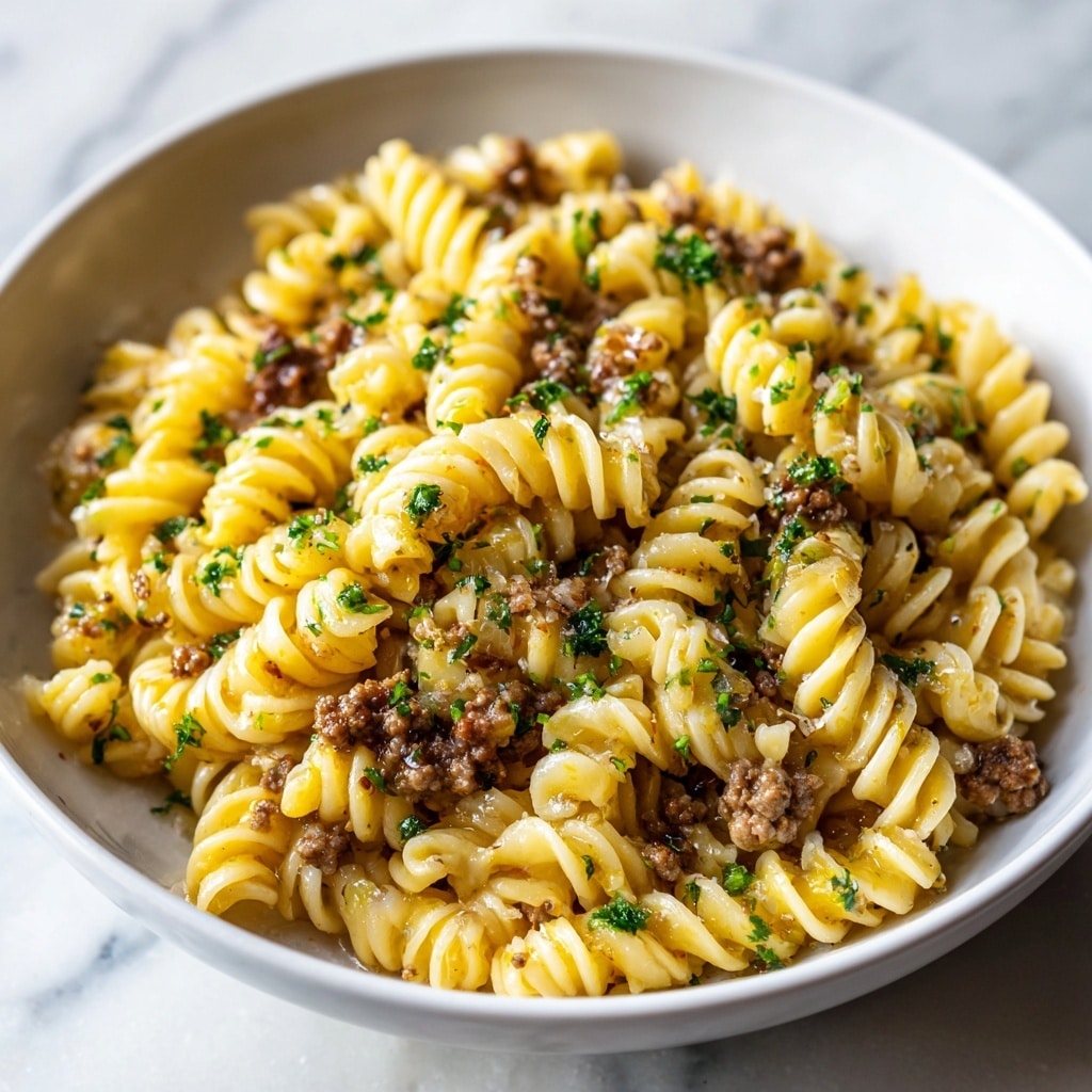 One Pot Beef and Garlic Butter Pasta Recipe - Recipe Image