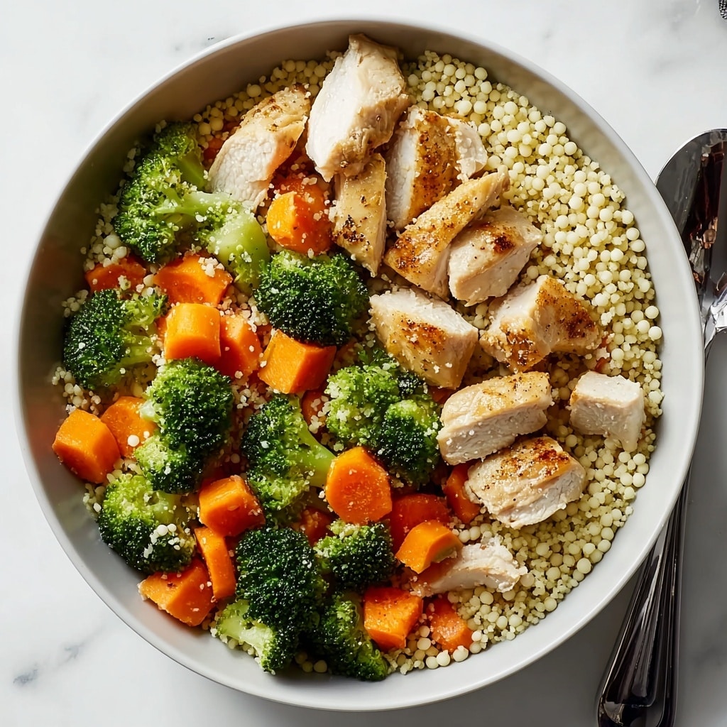 Roasted Butternut Squash, Broccoli, Cheddar, and Chicken Couscous Recipe