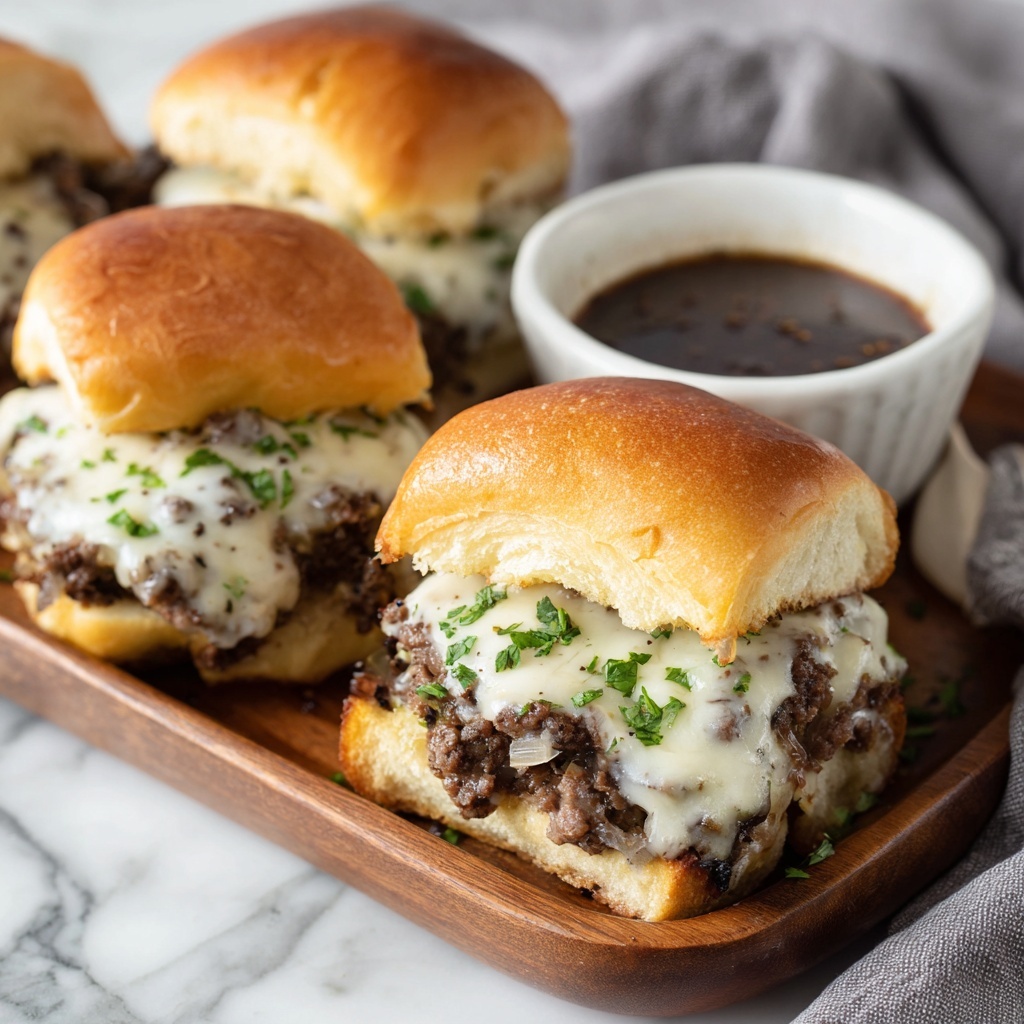 Ground Beef French Dip Sandwich with Au Jus Recipe - Recipe Image