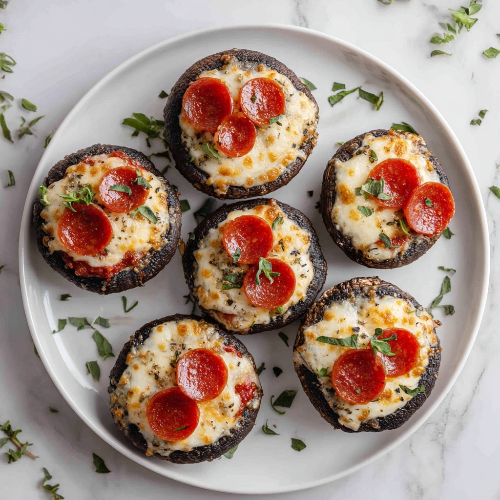 Keto Stuffed Mushrooms with Pepperoni and Black Olives Recipe - Recipe Image