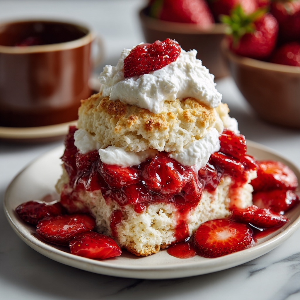 Strawberry Shortcake with Fluffy Biscuits and Whipped Cream Recipe - Recipe Image
