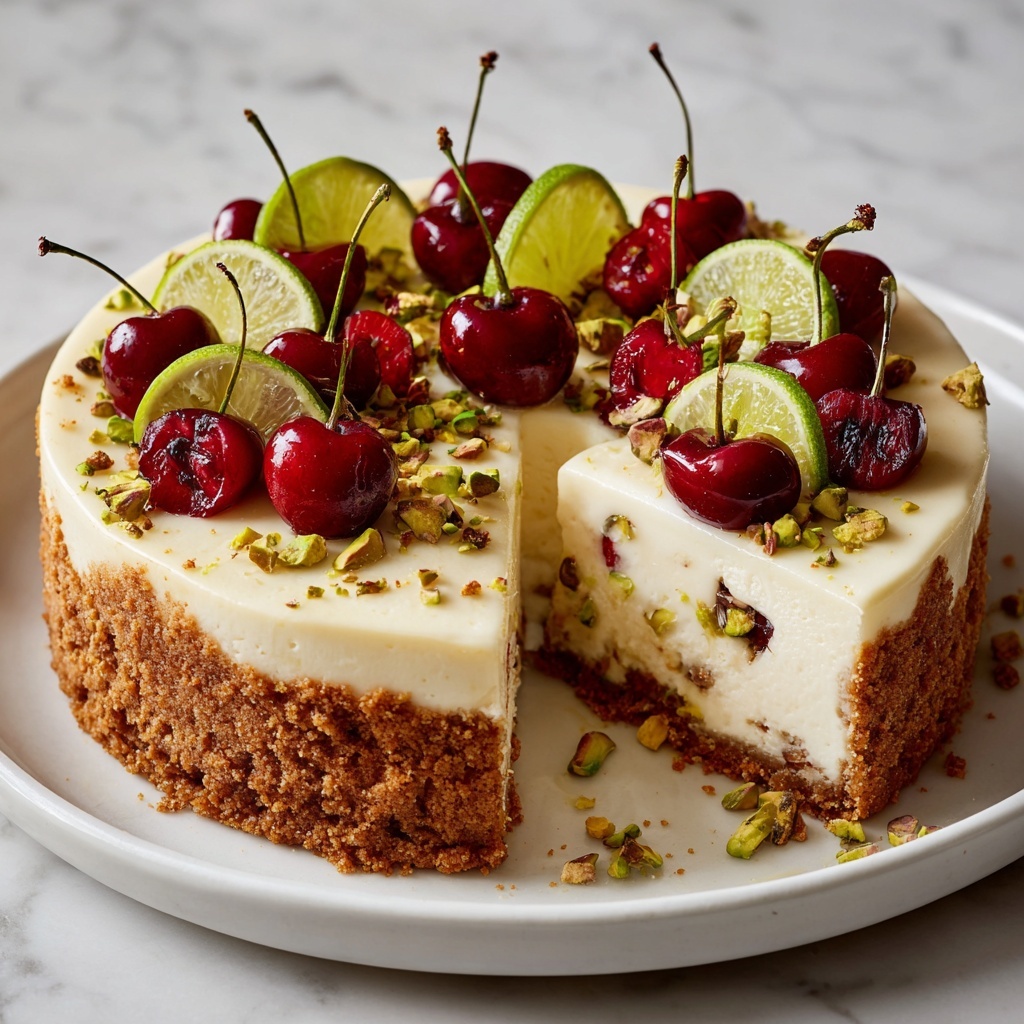 Lemon-Lime Cherry Pistachio Cheesecake Recipe - Recipe Image