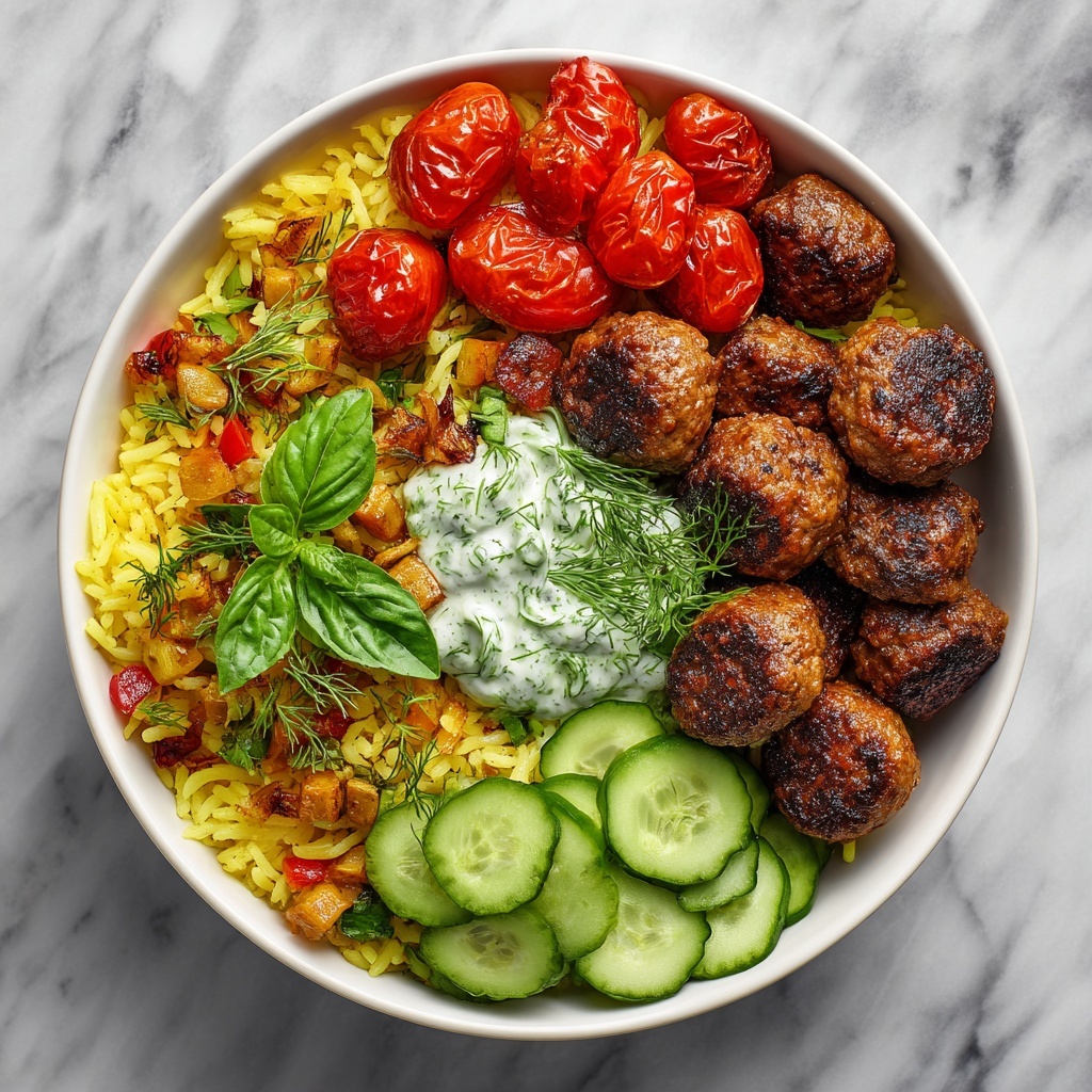 Mediterranean Ground Turkey Meatball Bowl Recipe - Recipe Image