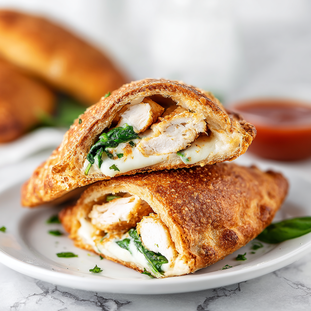 Creamy Chicken Spinach Calzone with Ricotta and Mozzarella Recipe - Recipe Image