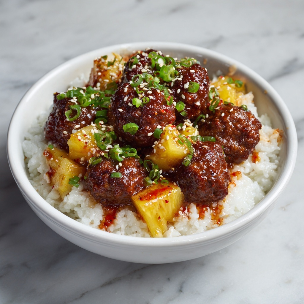 Sweet and Spicy Hawaiian Meatball Bowls Recipe - Recipe Image