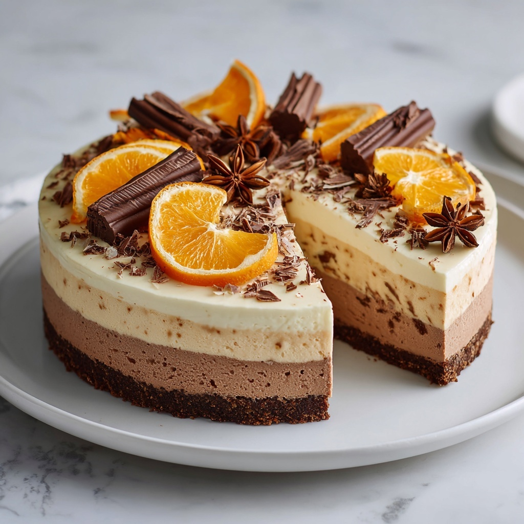 Chocolate Orange Cheesecake Layer Cake Recipe - Recipe Image