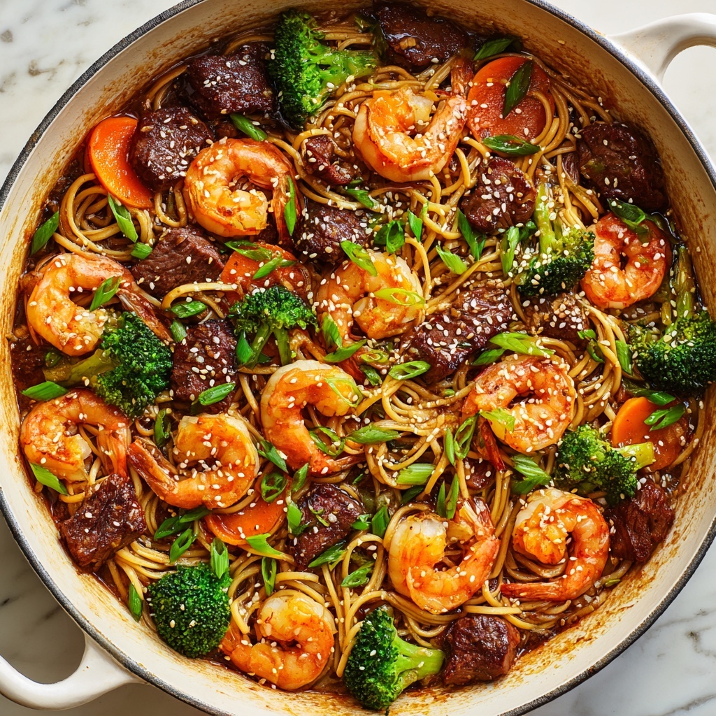 Shrimp Teriyaki Steak Udon Noodle Stir-Fry Recipe - Recipe Image