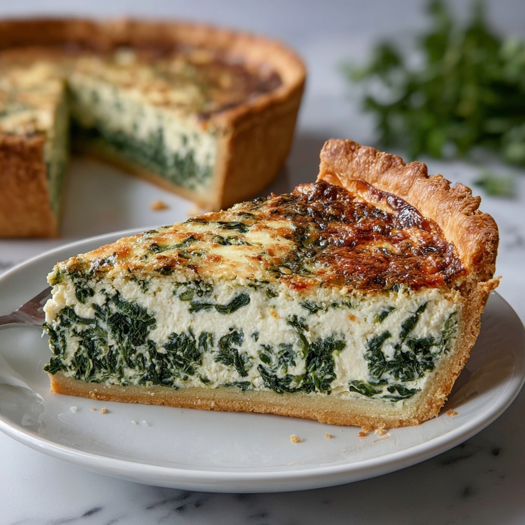 Mediterranean Spinach Feta Cheesecake Quiche Recipe - Recipe Image