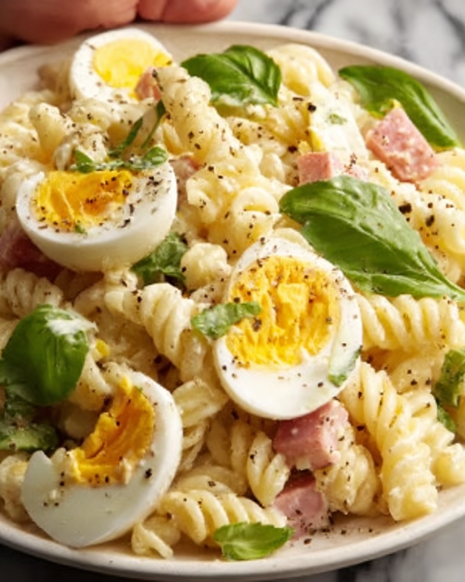 Creamy Pasta Salad with Hard-Boiled Eggs Recipe - Recipe Image