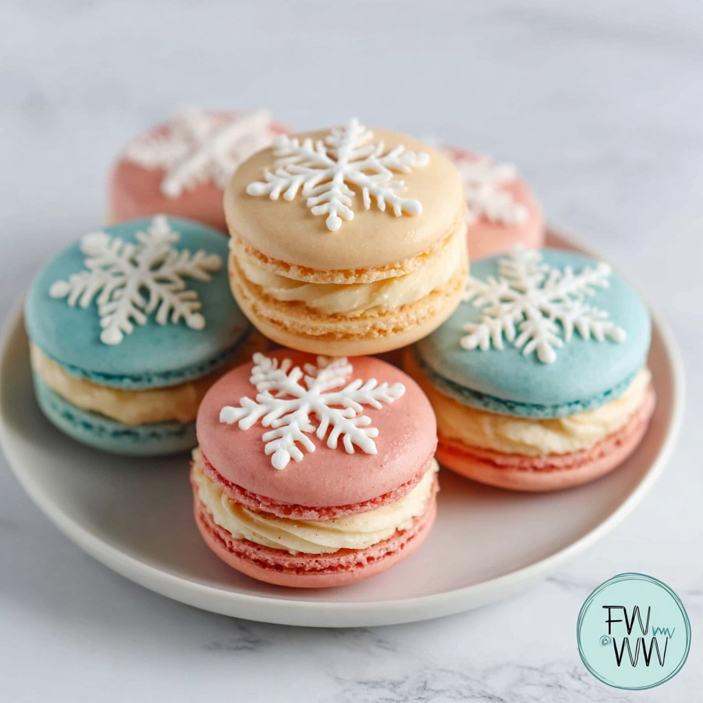 Winter Wonderland Snowflake Macarons Recipe - Recipe Image