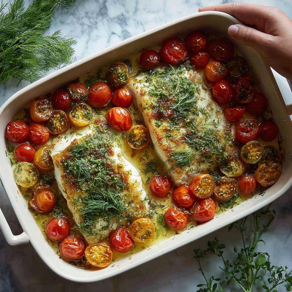 Psari Plaki (Greek Baked Fish with Tomatoes and Herbs) Recipe - Recipe Image