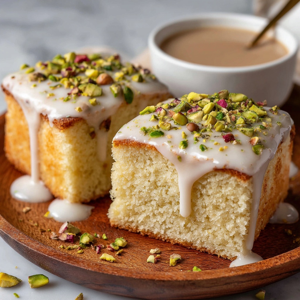 Saffron Pistachio Milk Cake Recipe - Recipe Image