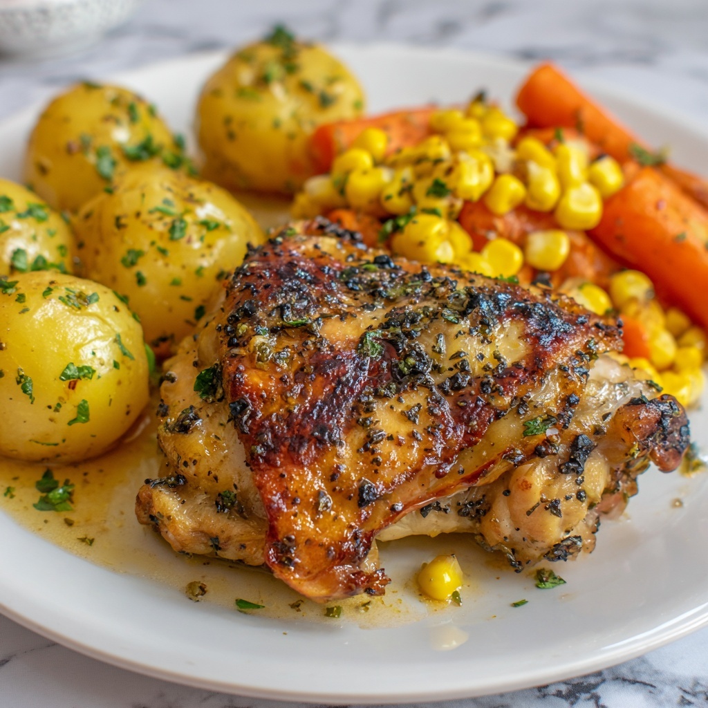 Slow Cooker Chicken Thighs with Vegetables and Herbs Recipe - Recipe Image