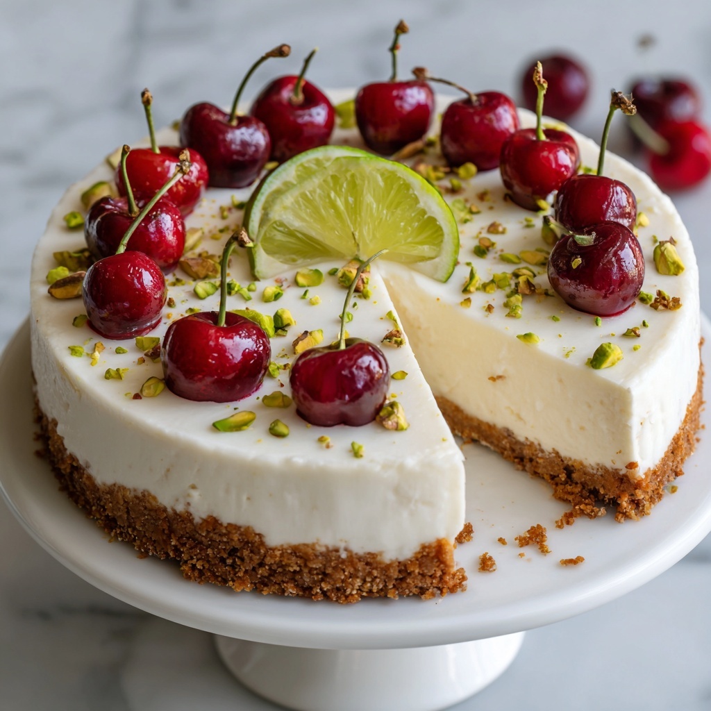 Lemon-Lime Cherry Pistachio Cheesecake Recipe - Recipe Image