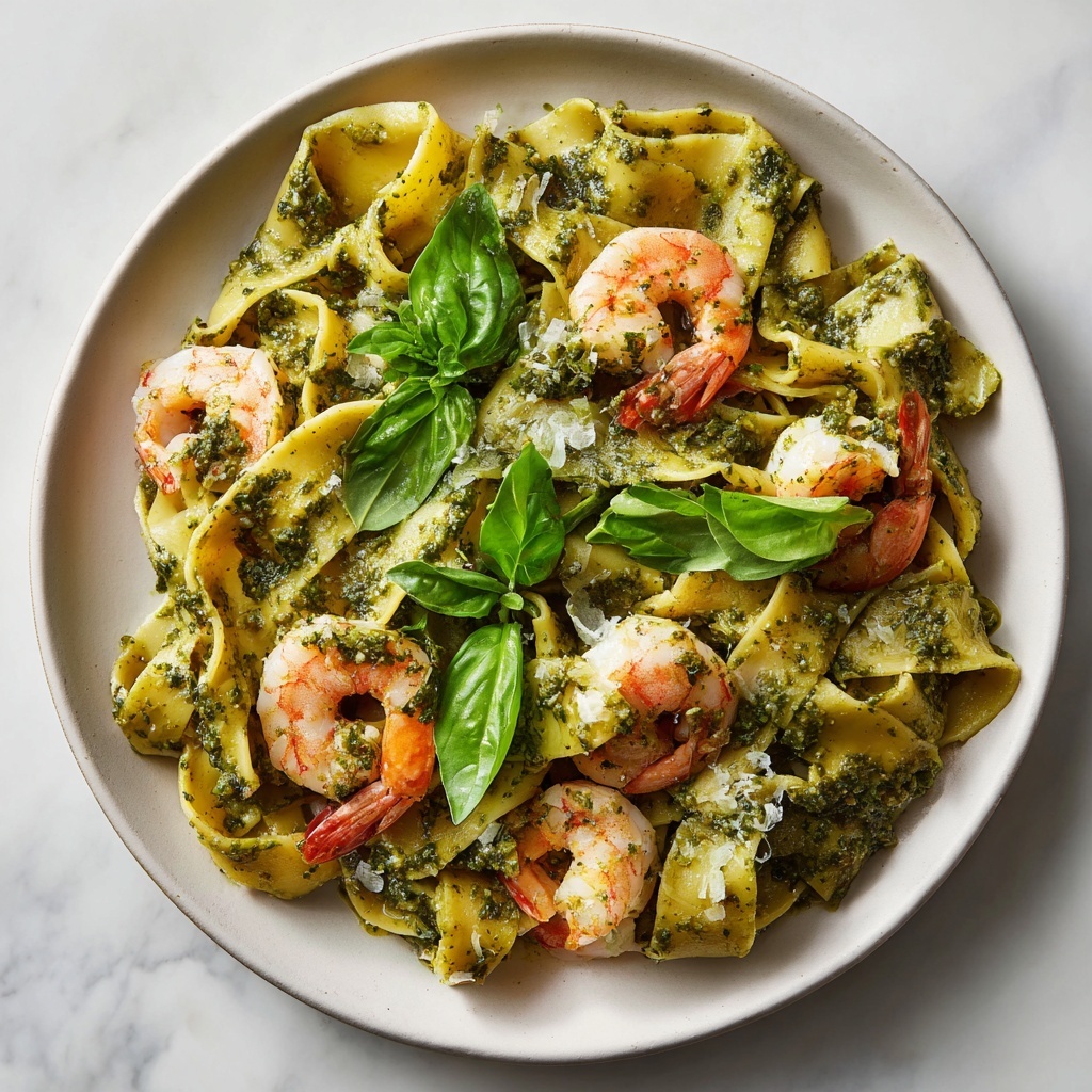 Creamy Pesto Shrimp Pasta: 25 Minutes to Culinary Bliss Recipe - Recipe Image