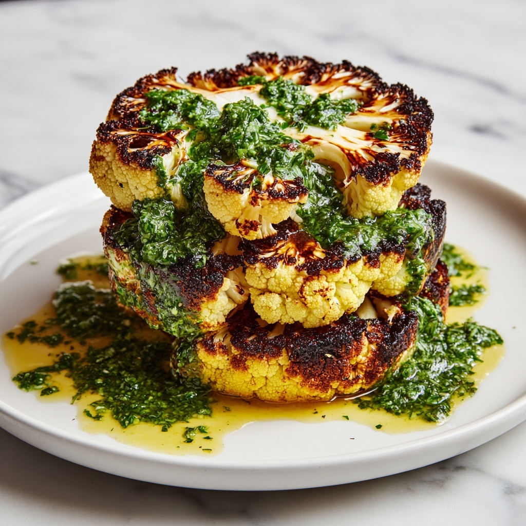 Roasted Cauliflower Steaks with Garlic Herb Sauce Recipe - Recipe Image