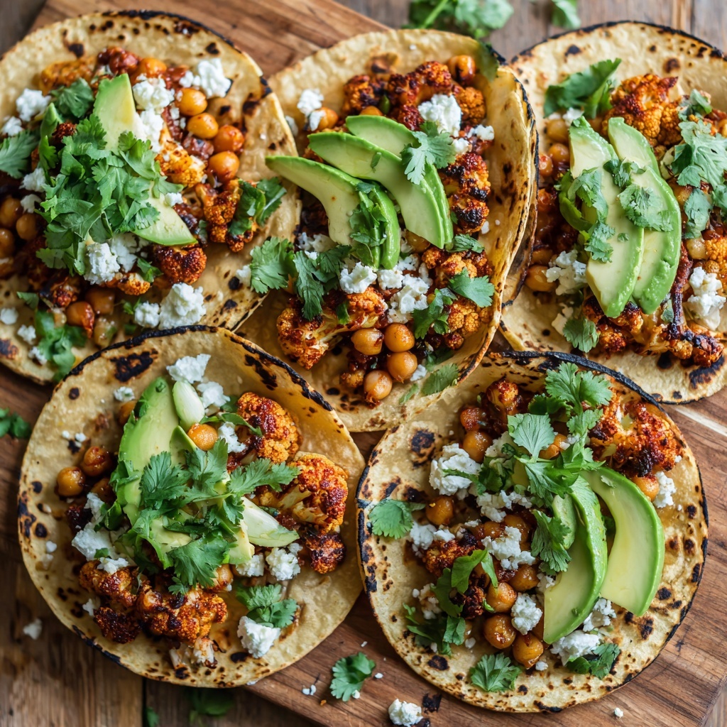 Roasted Cauliflower Chickpea Tacos Recipe - Recipe Image