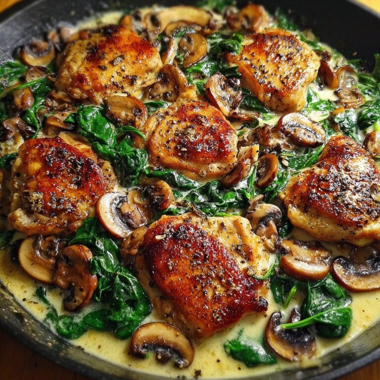 Creamy Chicken Mushroom Spinach Skillet Recipe