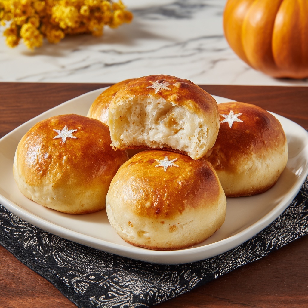 Pumpkin Manju Sweets with Sweet Potato and Pine Nut Filling Recipe - Recipe Image