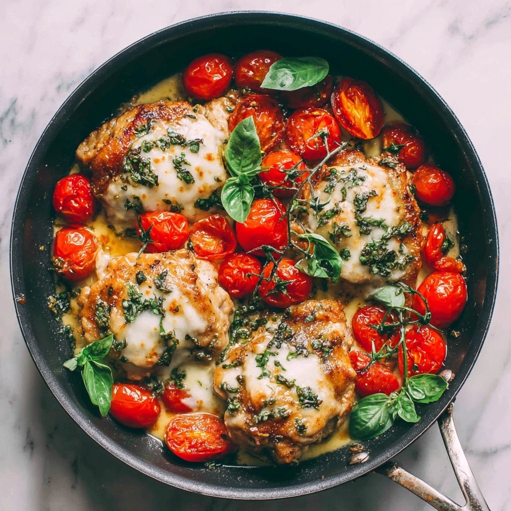 One Pan Balsamic Chicken with Tomato and Mozzarella Recipe - Recipe Image