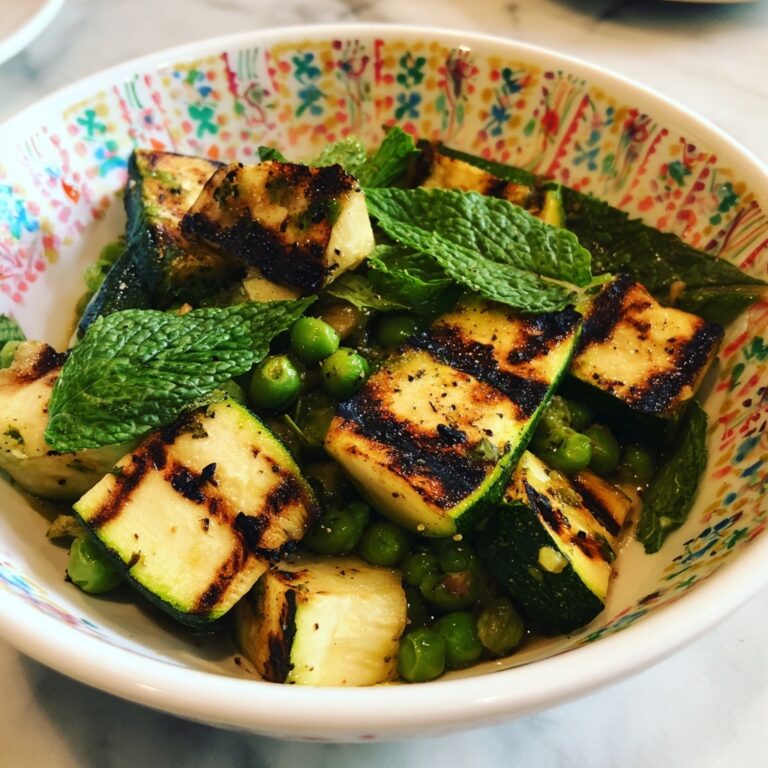 Grilled Zucchini, Halloumi, and Pea Salad with Mint, Dijon, and Lemon Recipe