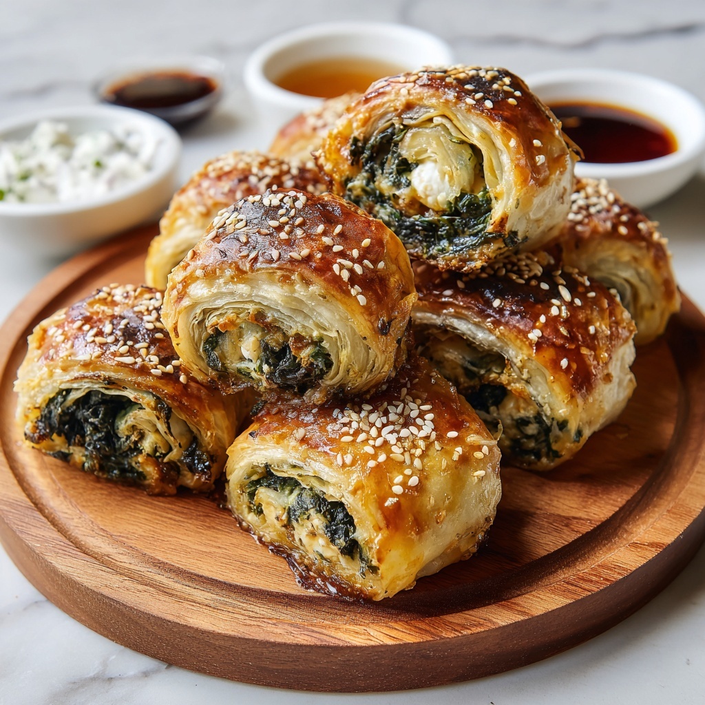 Savory Spinach and Feta Stuffed Puff Pastry Recipe - Recipe Image