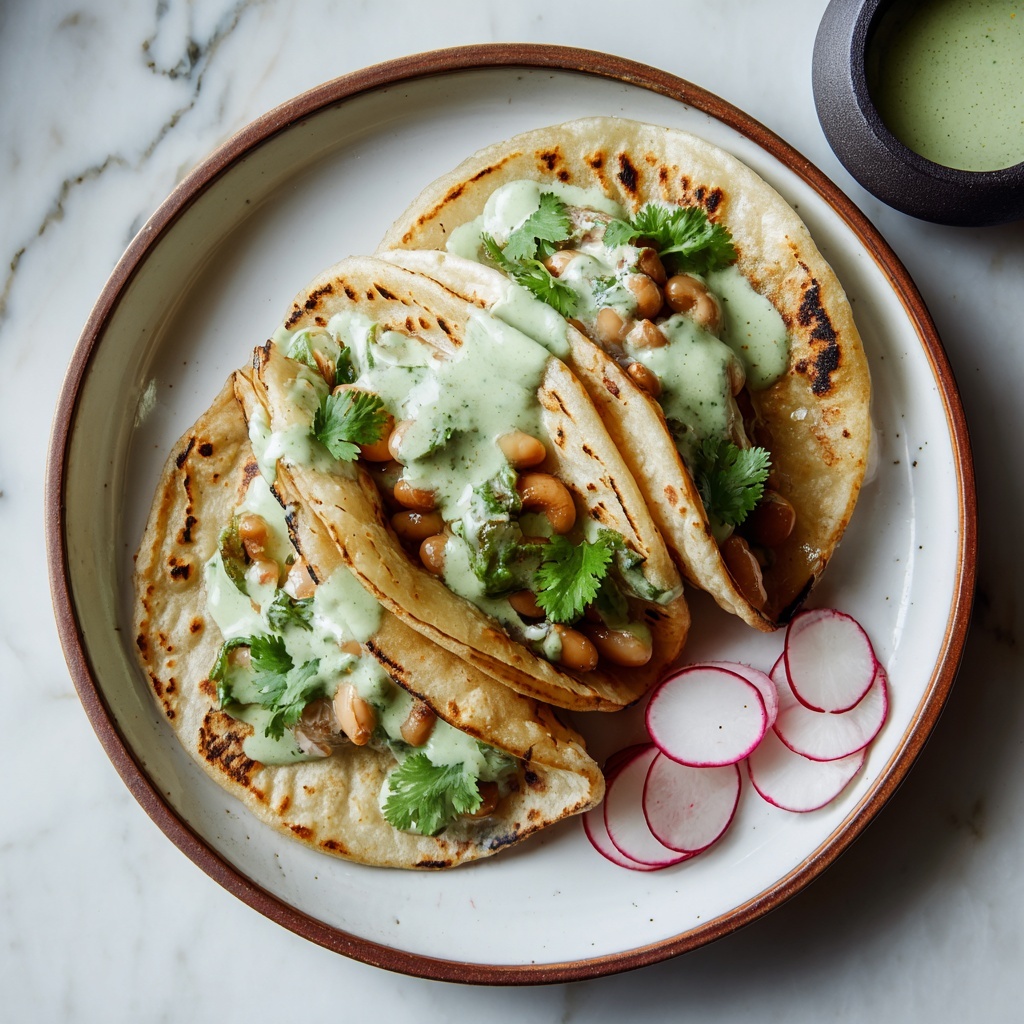 Smoky Beans and Greens Tacos with Aji Verde Recipe - Recipe Image