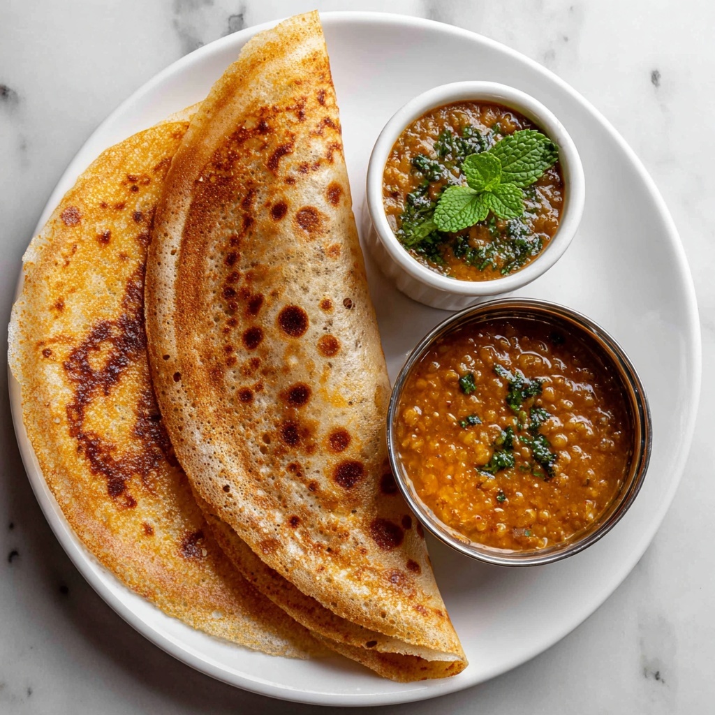 Indian Fermented Rice Crepes with Lentil Stew and Coconut Chutney Recipe - Recipe Image
