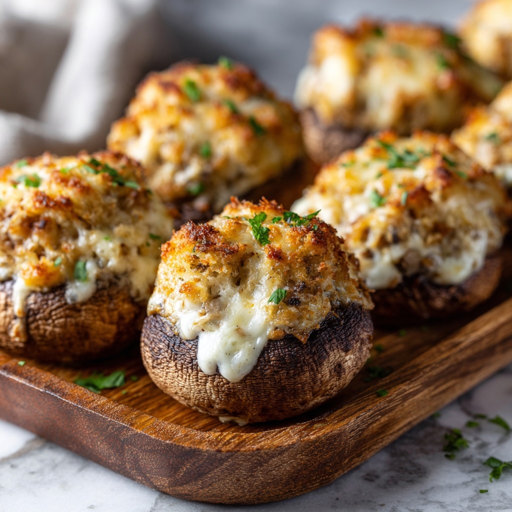 White Cheddar Stuffed Mushrooms with Creamy White Cheddar Sauce Recipe - Recipe Image