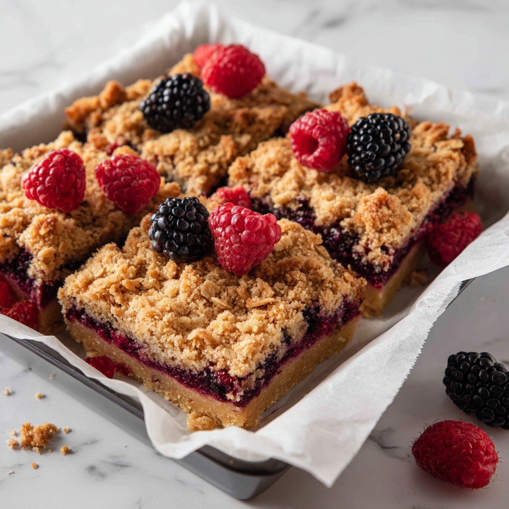 Mixed Berry Oatmeal Breakfast Bars Recipe - Recipe Image