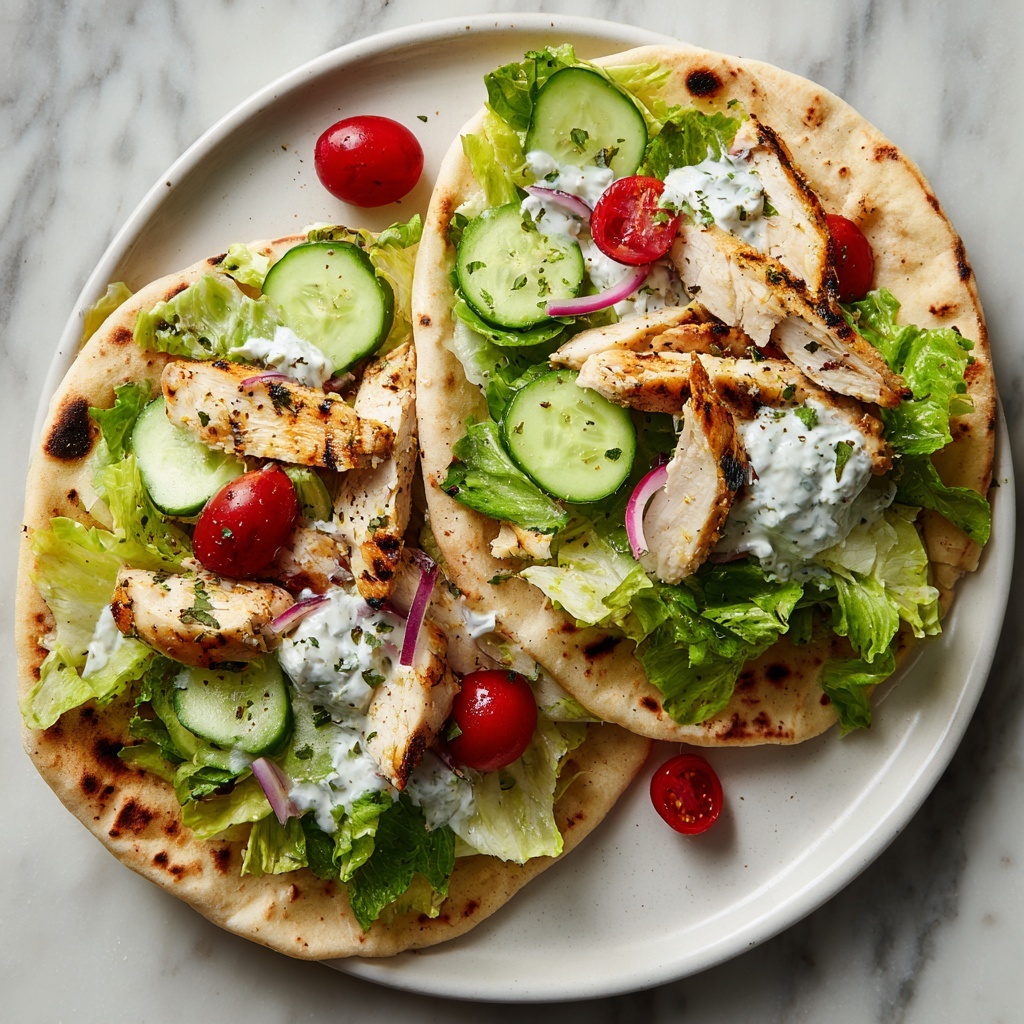 Chicken Pitas with Tzatziki and Fresh Vegetables Recipe - Recipe Image
