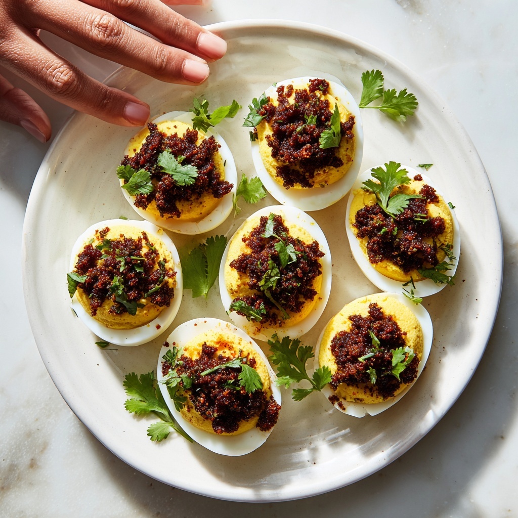 Jalapeno Deviled Eggs with Ground Beef and Cilantro Recipe - Recipe Image