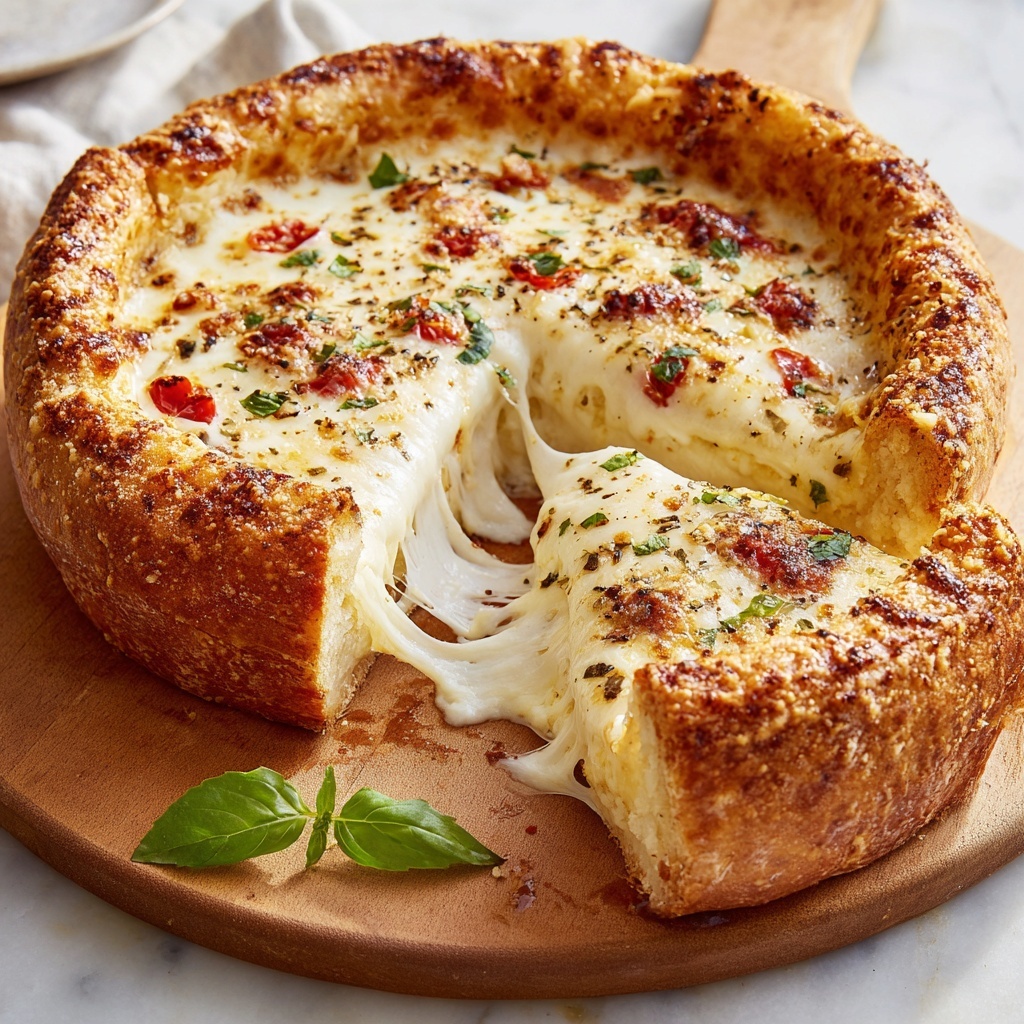 Authentic Argentine Fugazzeta Pizza with Cheesy Onion Topping Recipe - Recipe Image