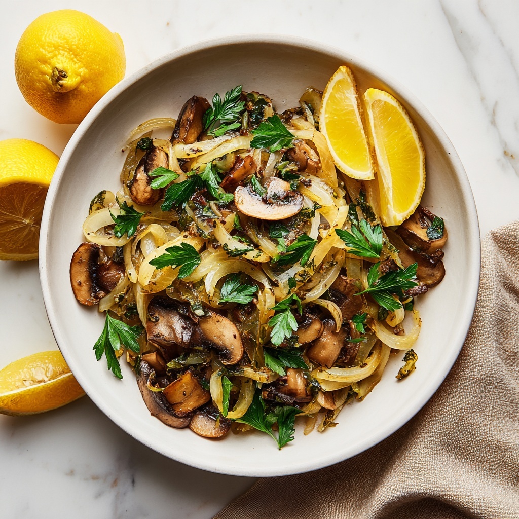 Sautéed Mushrooms and Onions with Lemon and Worcestershire Recipe - Recipe Image