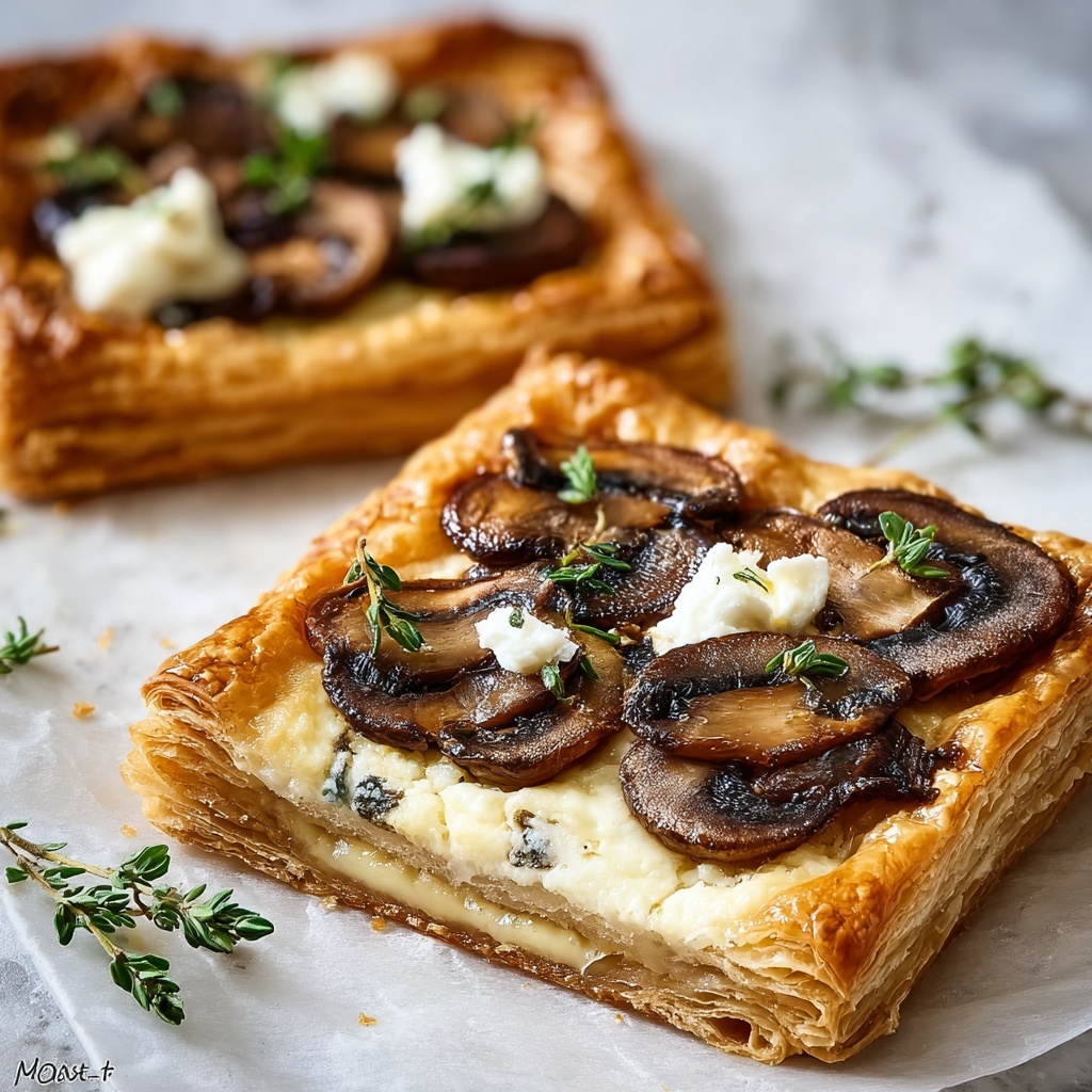 Mushroom Shallot and Herbed Goat Cheese Tarts Recipe - Recipe Image