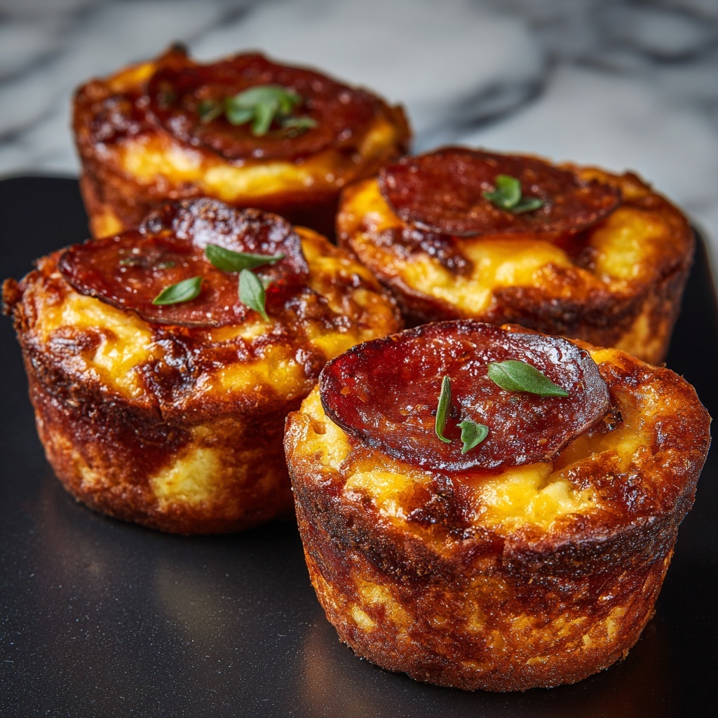 Savory Carnivore Pizza Muffins Recipe - Recipe Image