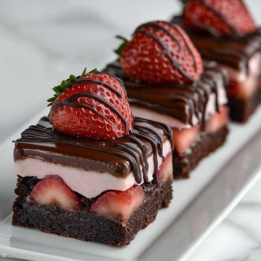Chocolate Covered Strawberry Brownies Recipe - Recipe Image