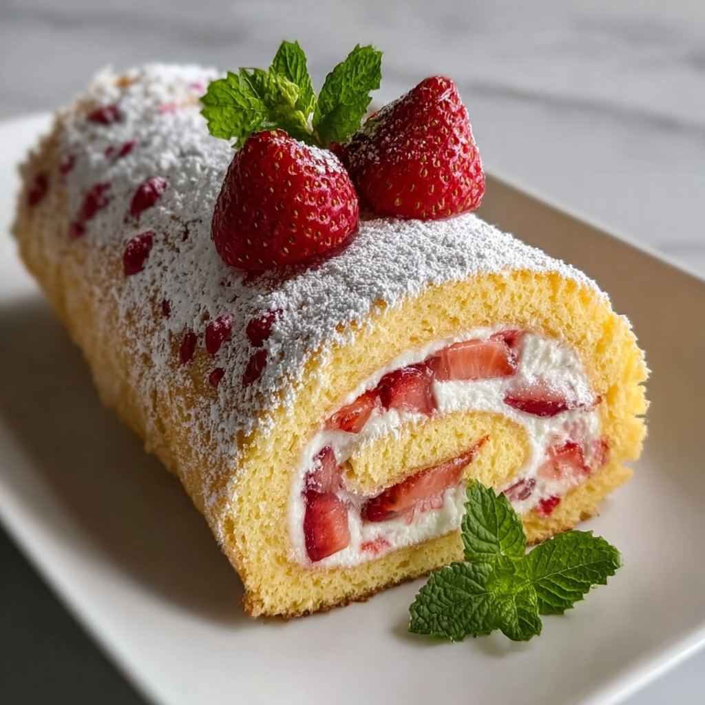 Strawberry Swiss Roll Recipe - Recipe Image