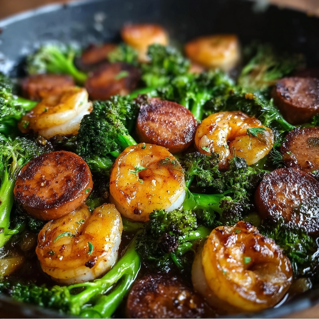 Honey Garlic Shrimp and Sausage with Broccoli Recipe - Recipe Image