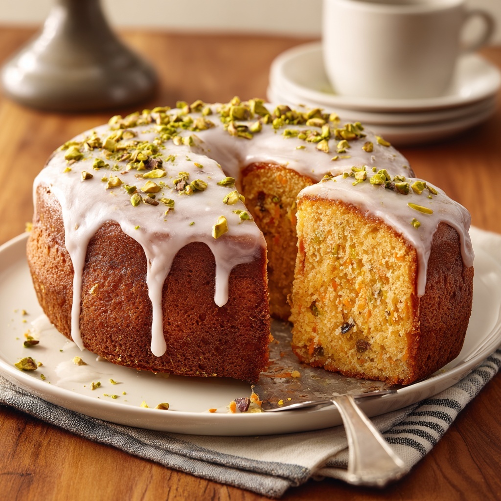 Carrot Pistachio Orange Cake with Rose Glaze Recipe - Recipe Image