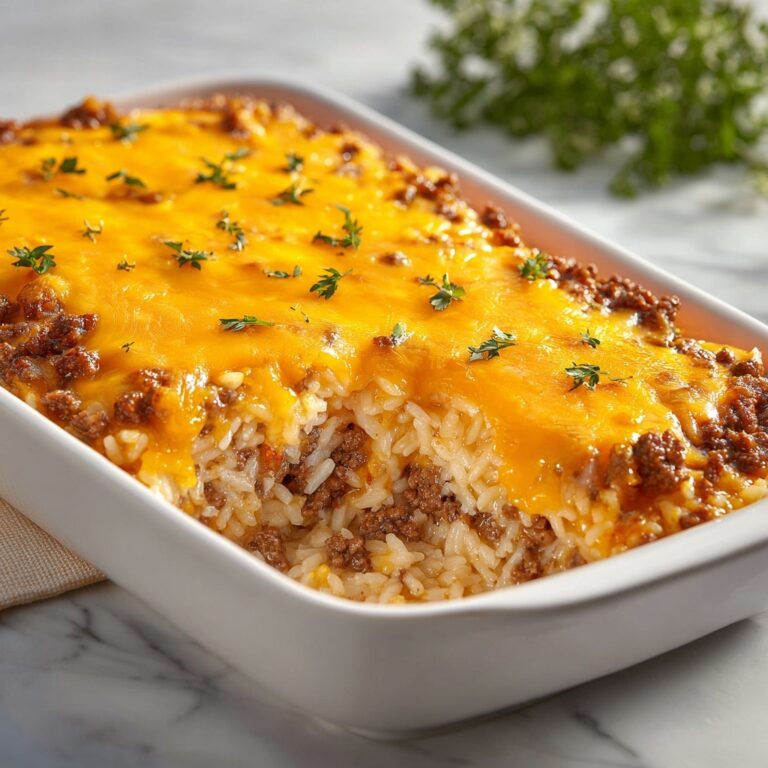 Cheddar-Crusted Ground Beef and Rice Casserole Recipe