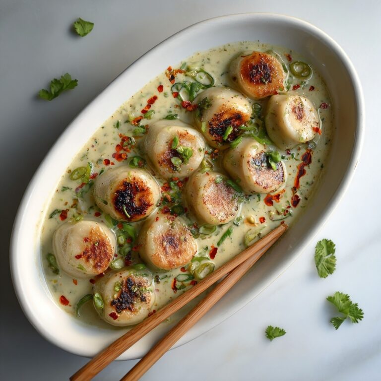 Baked Dumplings in Spicy Coconut Curry Sauce Recipe