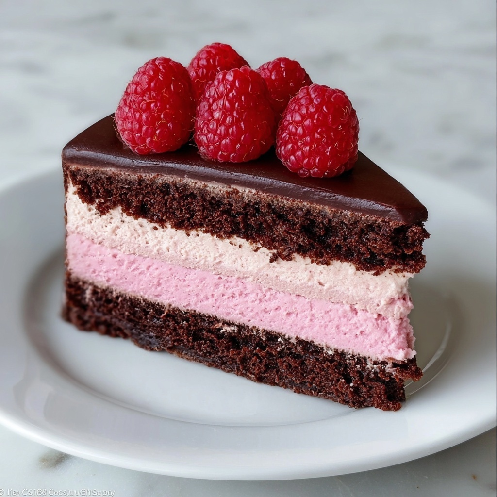 Dark Chocolate Raspberry Mousse Cake Recipe - Recipe Image