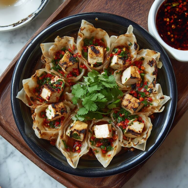 Savory Tofu and Vegetable Wontons with Spicy Dipping Sauce Recipe
