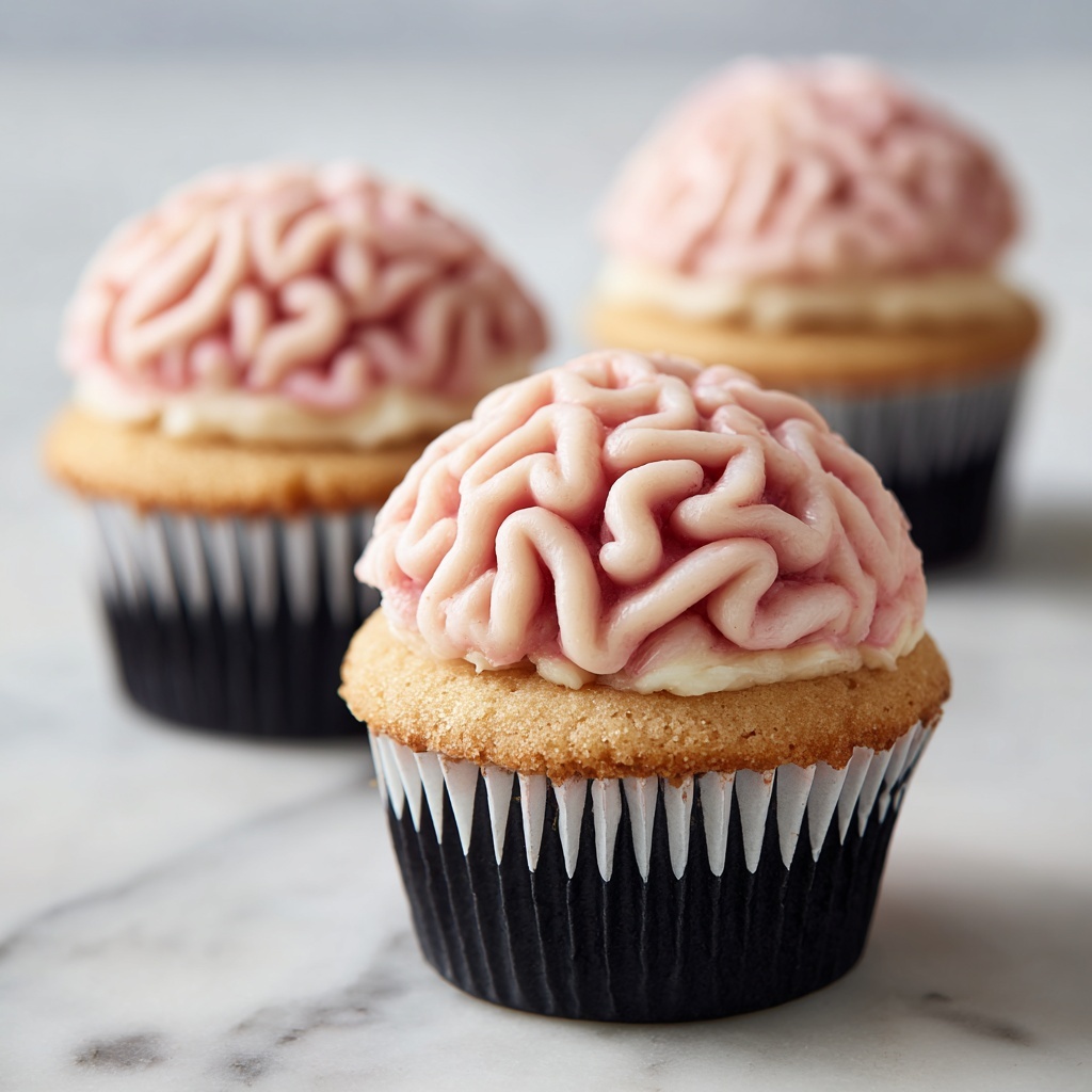 Deliciously Creepy Brain Cupcakes for a Spooktacular Halloween Recipe - Recipe Image