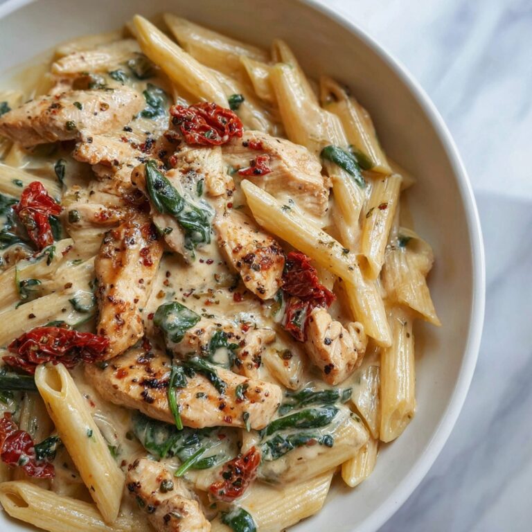 One-Pot Creamy Garlic Tuscan Chicken Pasta Recipe
