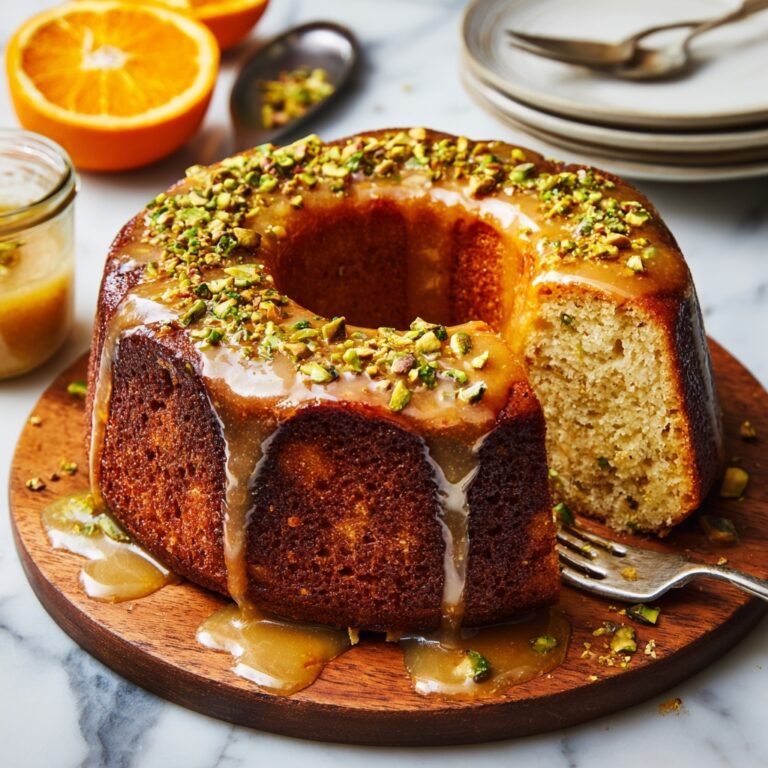 Orange and Pistachio Cake with Honey Rosewater Glaze Recipe