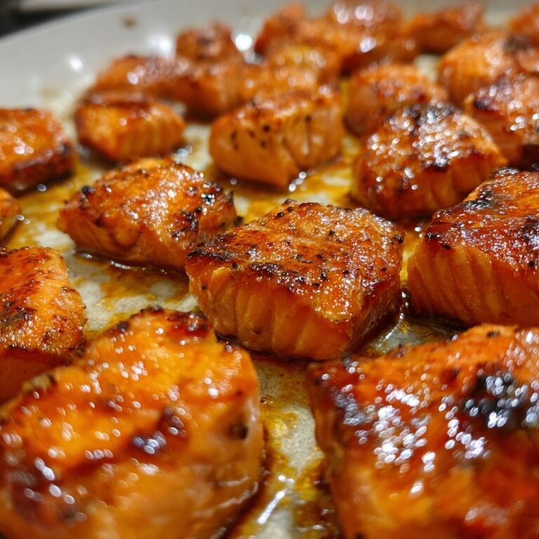 Pan-Seared Salmon Bites with Soy, Honey, and Sriracha Recipe